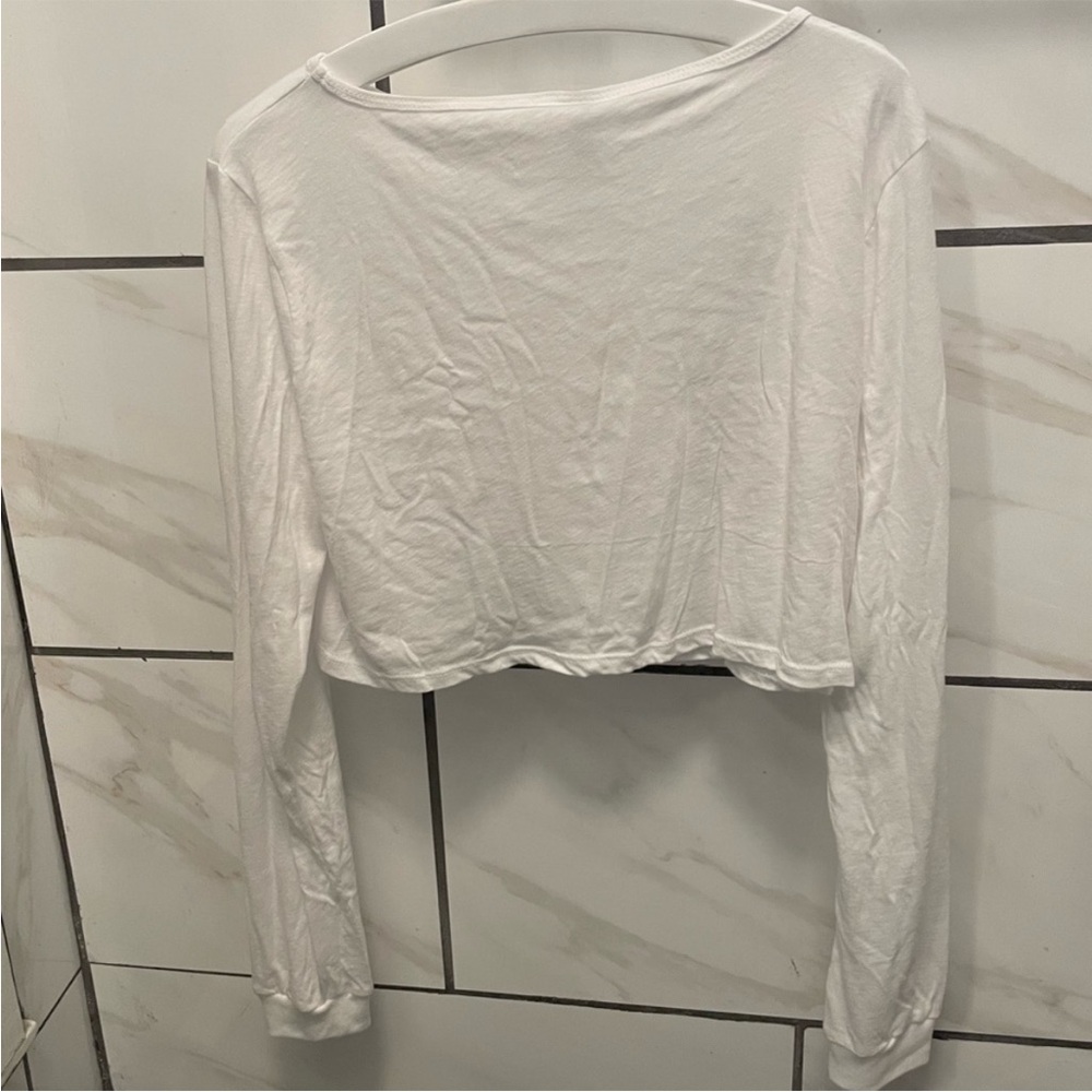 🖤5/$25 NWT Classic White Long Sleeve Top boatneck slightly  crop fit medium - Picture 10 of 14